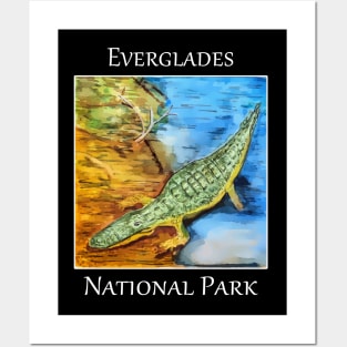 Crocodile in the brackish water of the Everglades in Florida Posters and Art